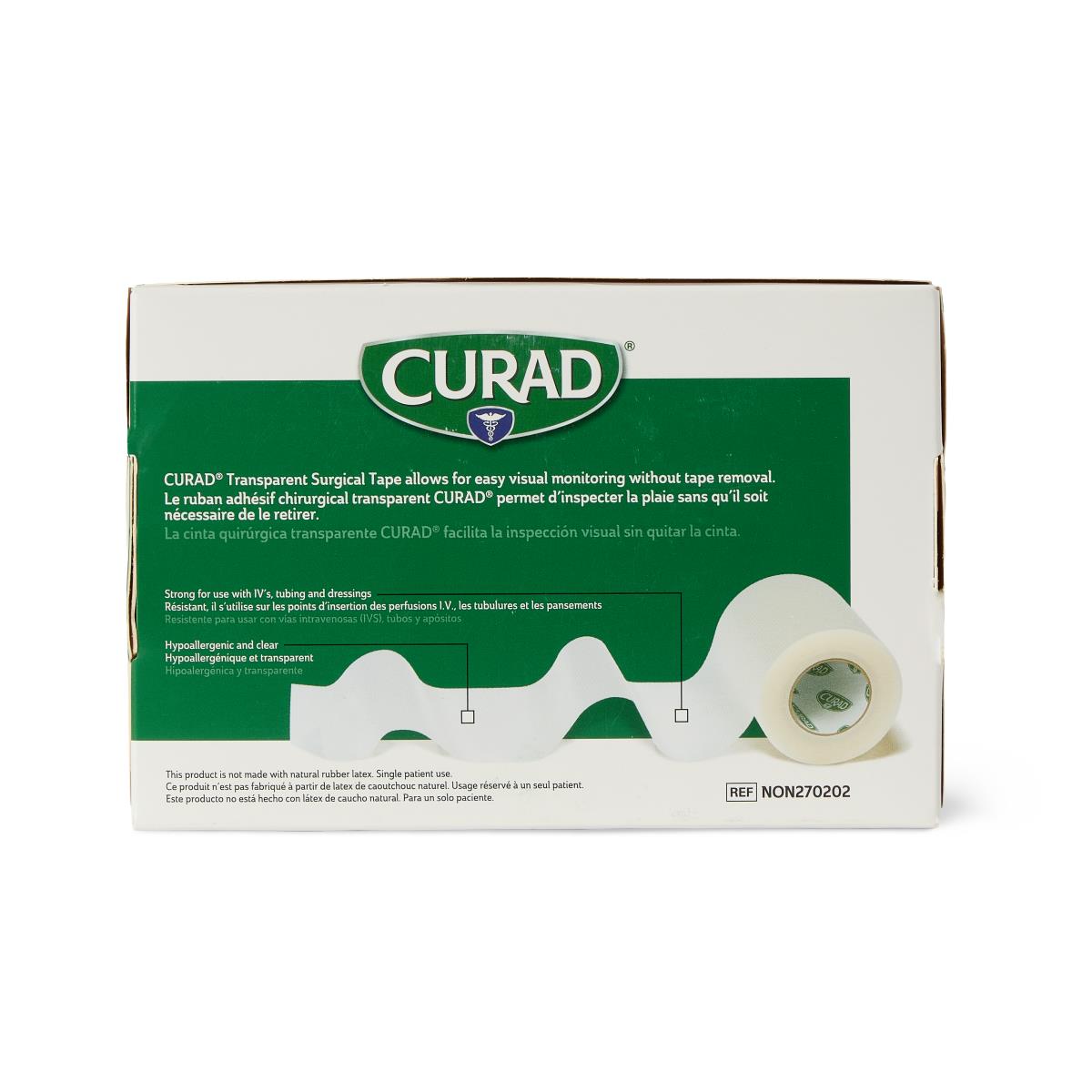 Medical Tape Curad® Transparent White 2 Inch X 10 Yard Plastic Nonsterile