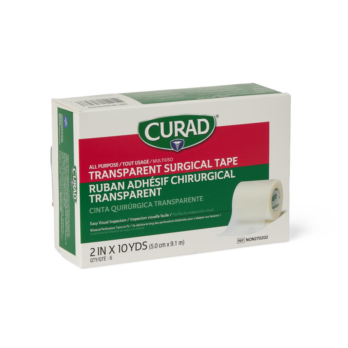 Medical Tape Curad® Transparent White 2 Inch X 10 Yard Plastic Nonsterile