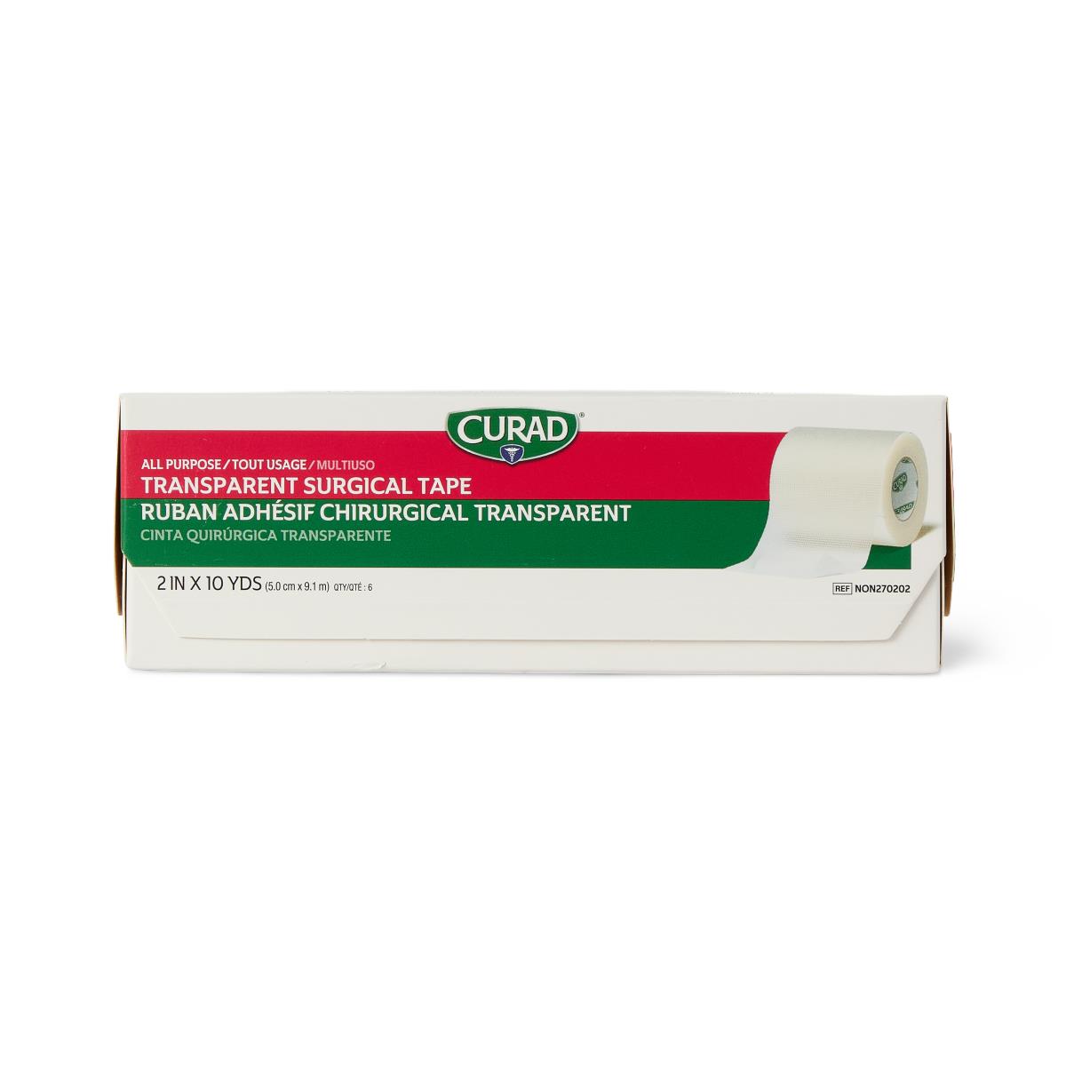Medical Tape Curad® Transparent White 2 Inch X 10 Yard Plastic Nonsterile