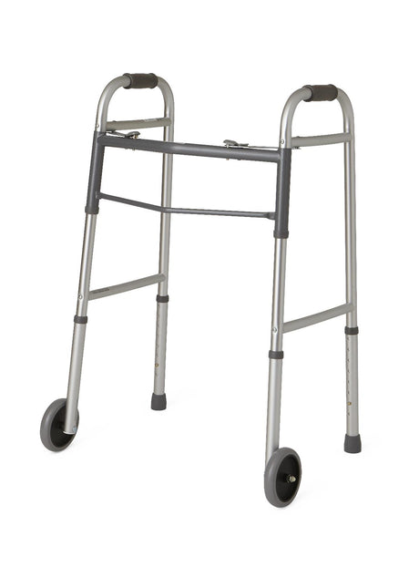 Medline Two-Button Folding Walkers with 5" Wheels - BeHope