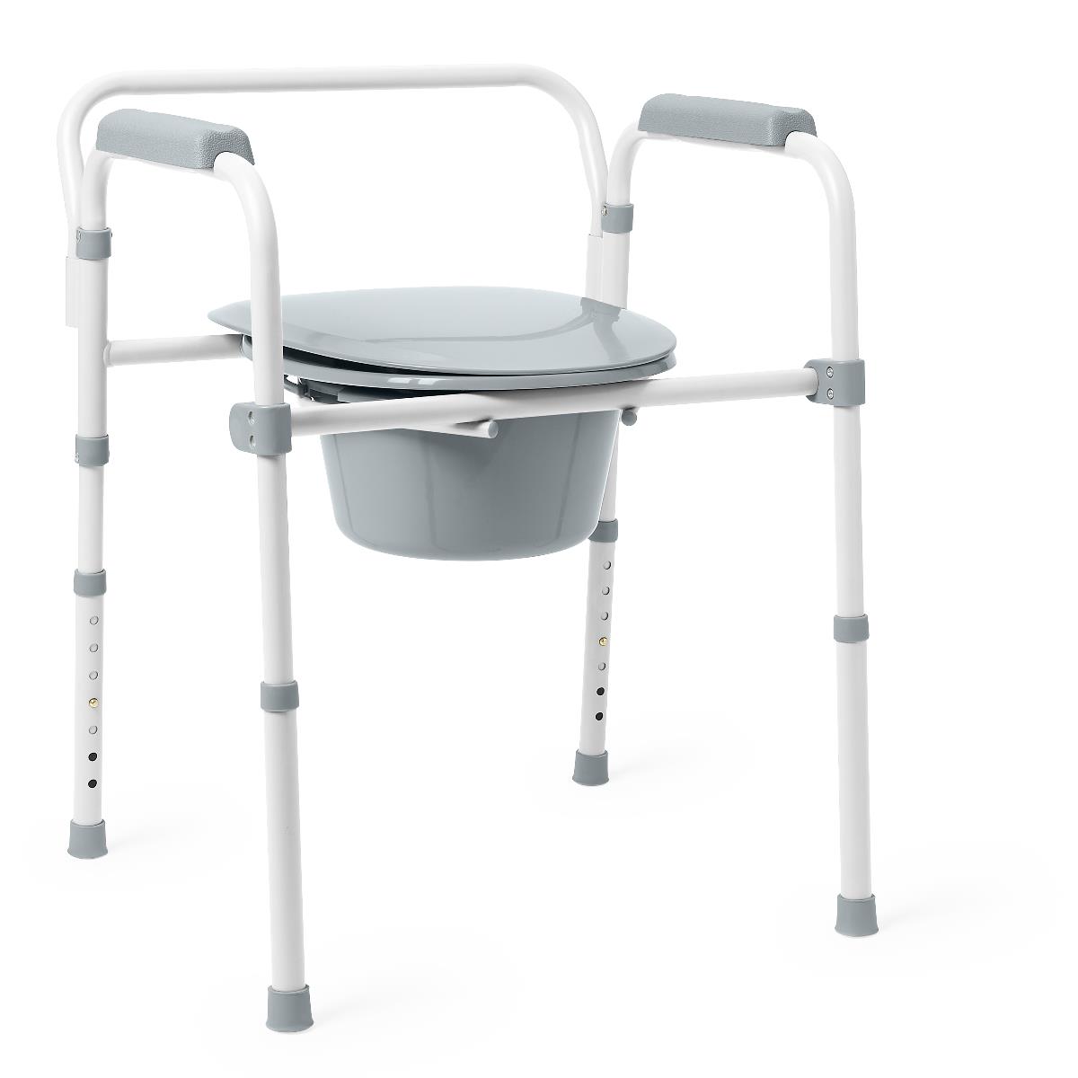 Medline 3-in-1 elongated steel commode, showing its function as a commode.