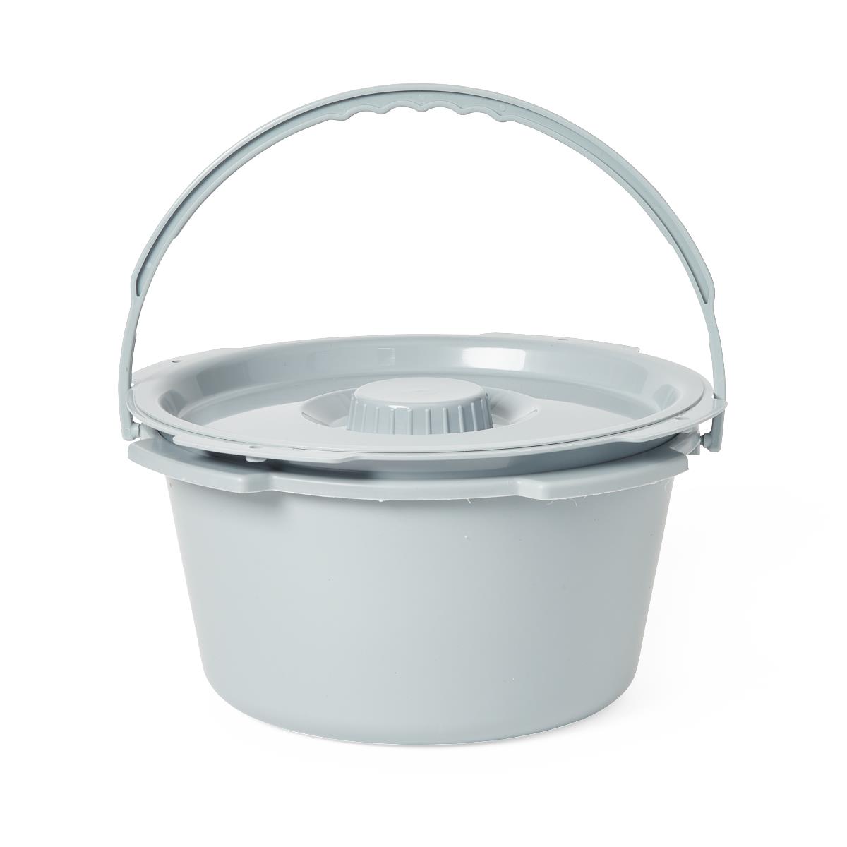 Medline Standard Steel Commode, with armrests for added user stability.