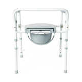 Medline Standard Steel Commode, front view with adjustable height legs.