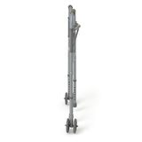 Medline Guardian bariatric folding walker with wheels, close-up of wheels.