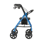 Medline Basic Steel Rollator, close-up of the wheels and brakes.