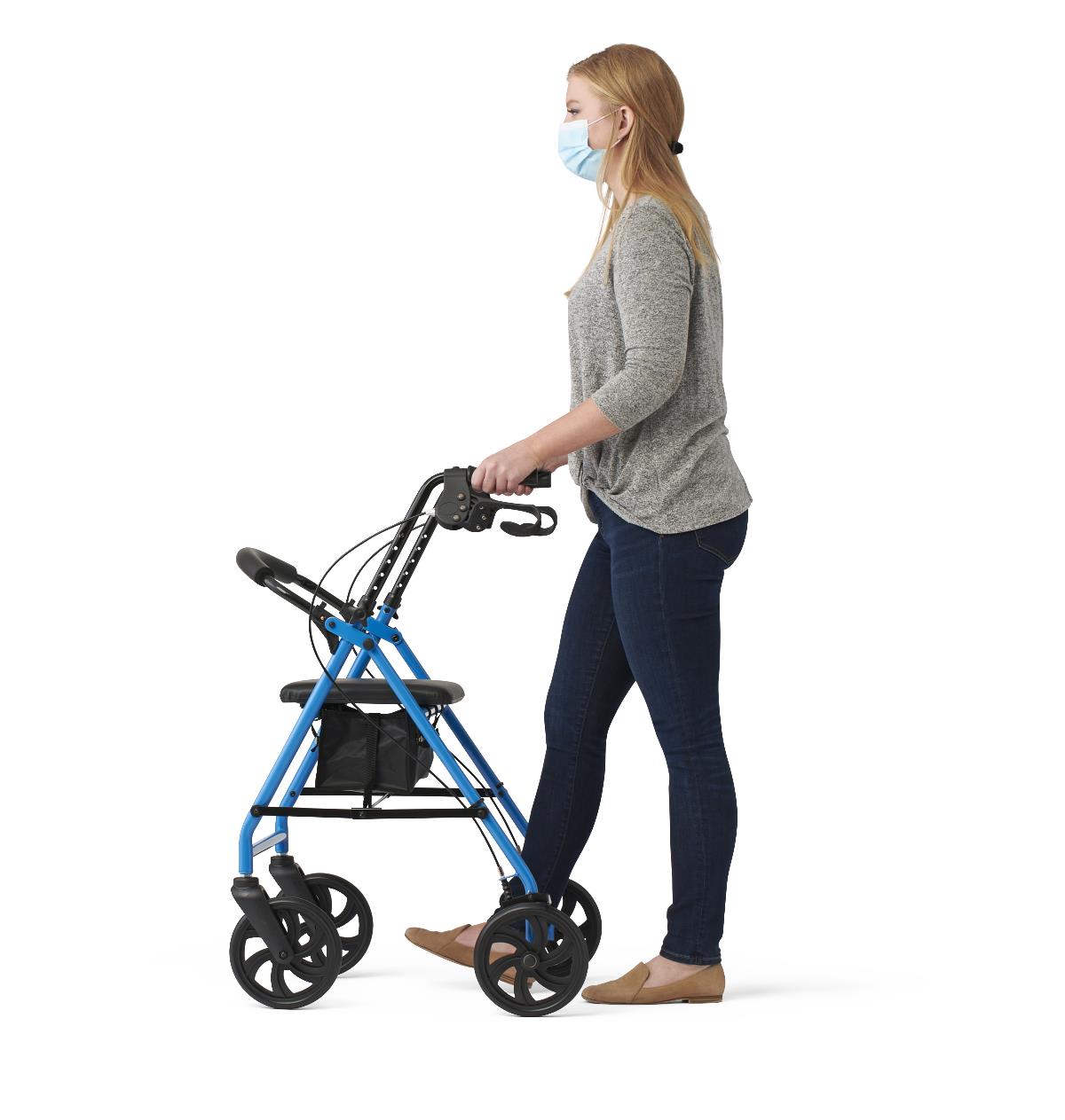 Medline Basic Steel Rollator, detailed view of the handgrips.