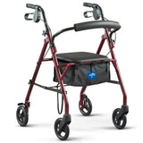 Medline Basic Steel Rollator, front view highlighting basket and seat.