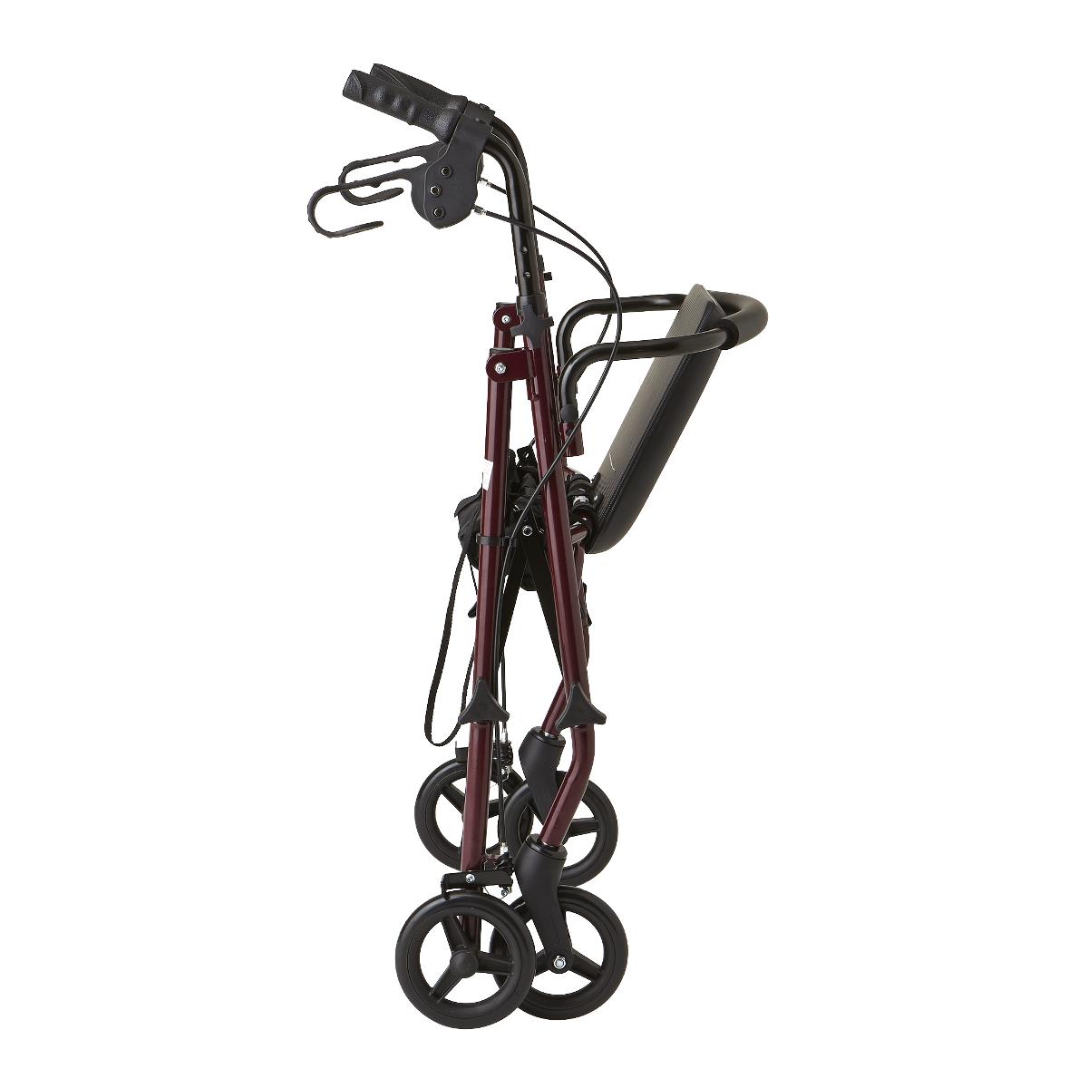 Medline Basic Steel Rollator, close-up of wheel with brake mechanism.