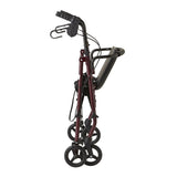 Medline Basic Steel Rollator, close-up of wheel with brake mechanism.