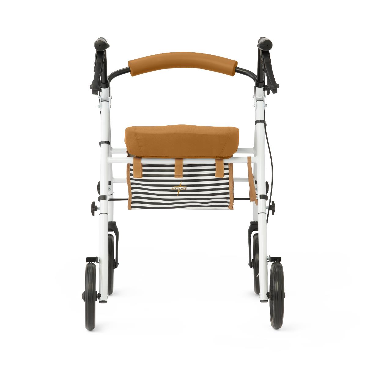 Medline Basic Steel Rollator with Microban, folded for storage or transport.