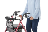 Medline Deluxe Posh Pink Zebra Rollator, close-up of wheels.