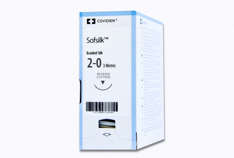 Nonabsorbable Suture With Needle Sofsilk™ Silk C-15 3/8 Circle Reverse Cutting Needle Size 2-0 Braided - Behope