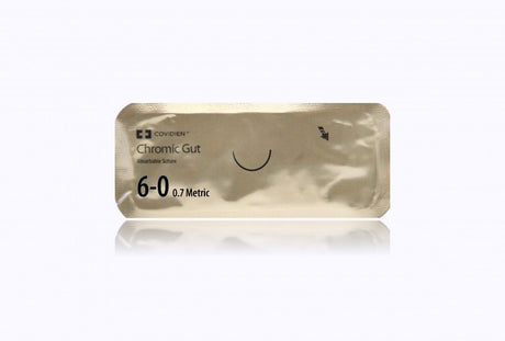 Absorbable Suture With Needle Covidien™ Chromic Gut P-21 1/2 Circle Reverse Cutting Needle Size 6-0 Monofilament - Behope