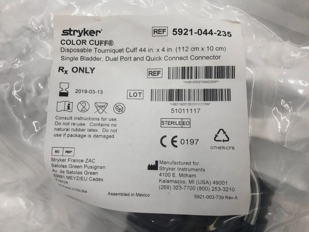 Surgical Tourniquet Cuff Color Cuff® 44 Inch Length Single Port / Single Bladder / Quick Connect - Behope