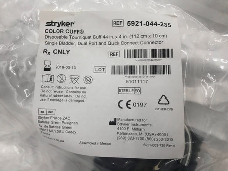 Surgical Tourniquet Cuff Color Cuff® 44 Inch Length Single Port / Single Bladder / Quick Connect - Behope