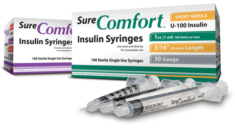 Standard Insulin Syringe With Needle Surecomfort® 0.3 Ml 5/16 Inch 31 Gauge Nonsafety Regular Wall - Behope