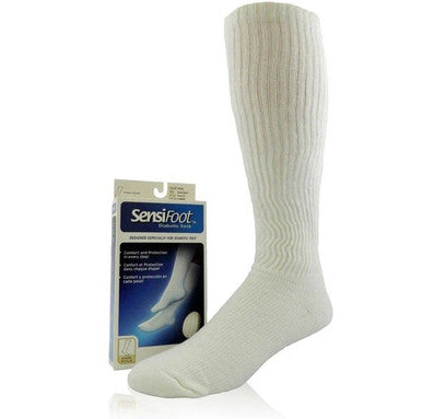 Diabetic Compression Sock Jobst® Sensifoot™ Crew X-small White Closed Toe - Behope