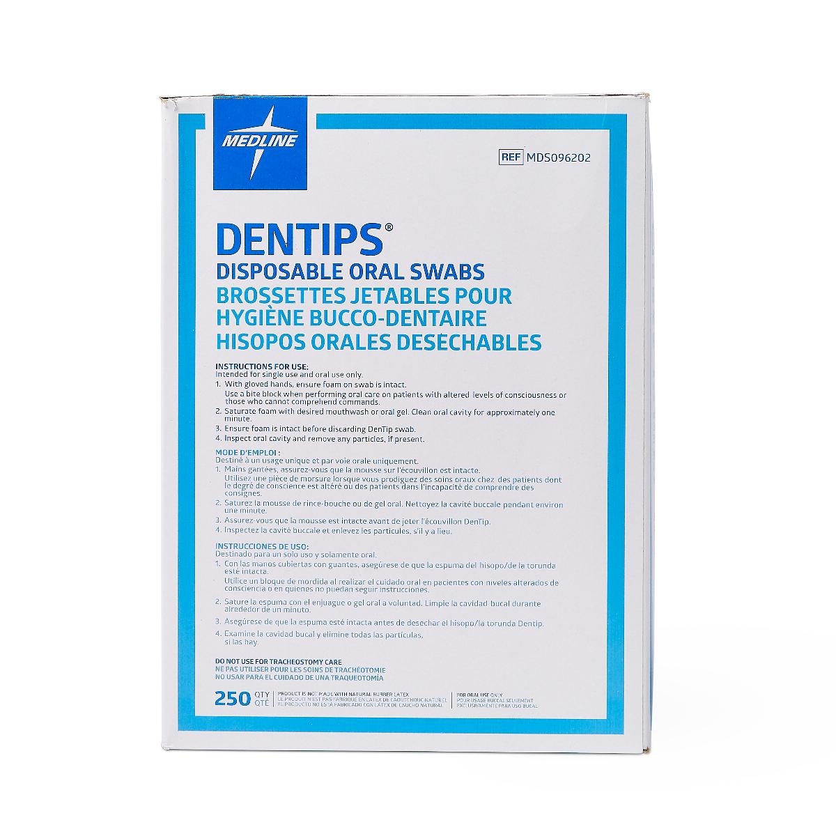 Dentips Oral Swabs, showing the soft foam texture designed for patient comfort.