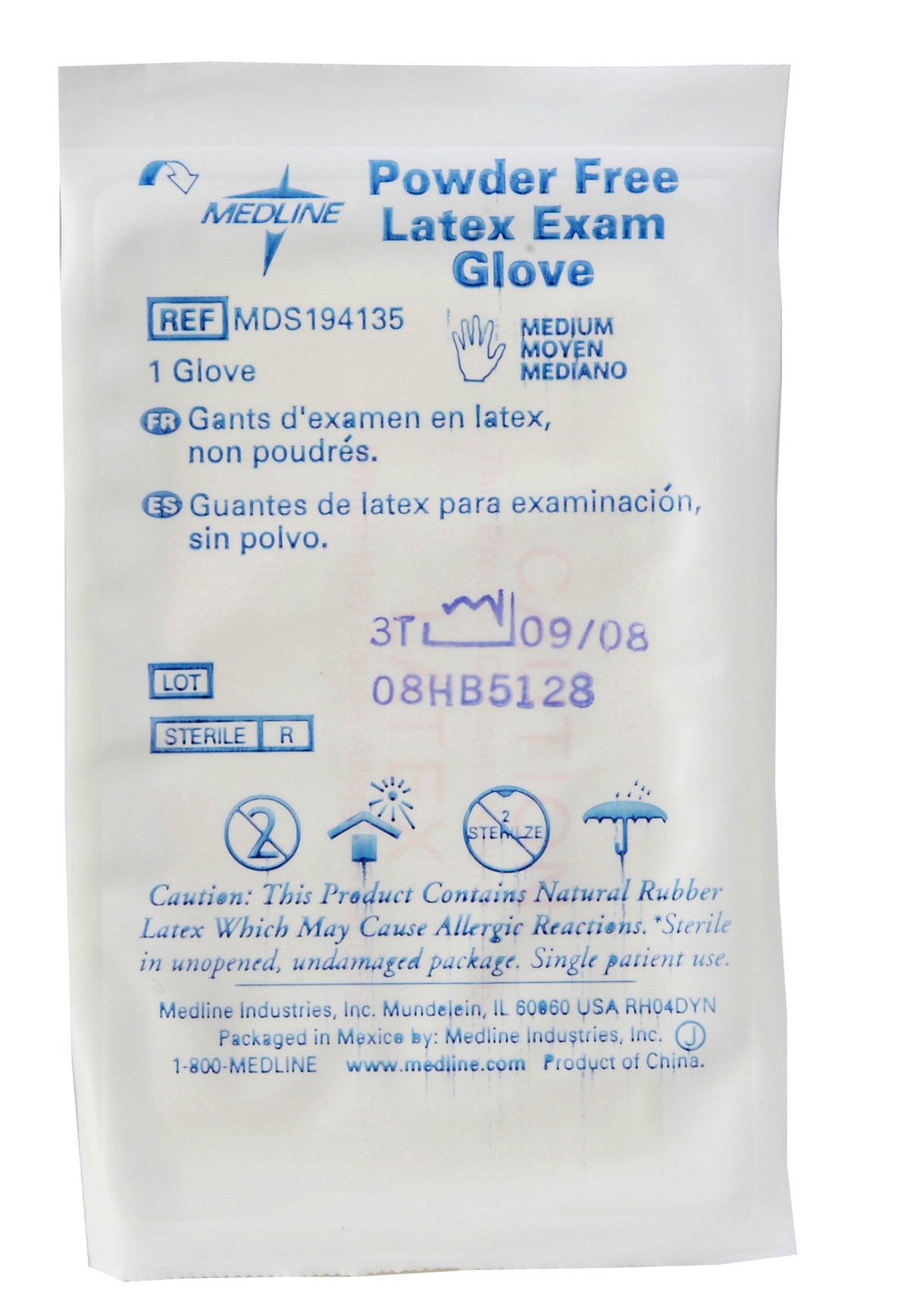 Medline Sterile Powder-Free Latex Exam Gloves