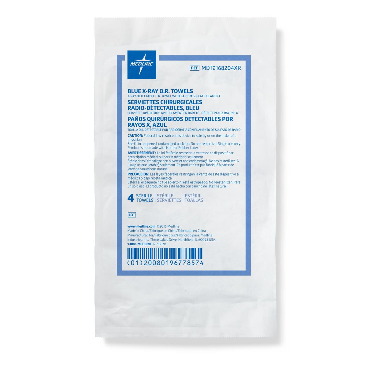 Medline Sterile Disposable X-ray Detectable OR Towels