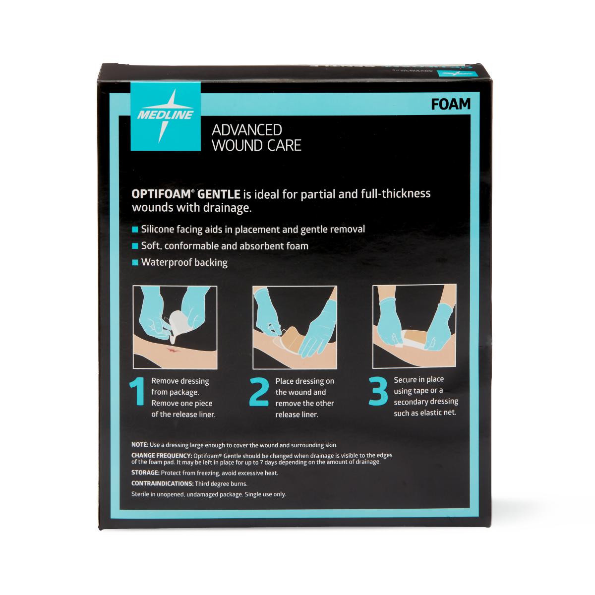 Optifoam Gentle Non-Bordered Silicone-Faced Foam Wound Dressings