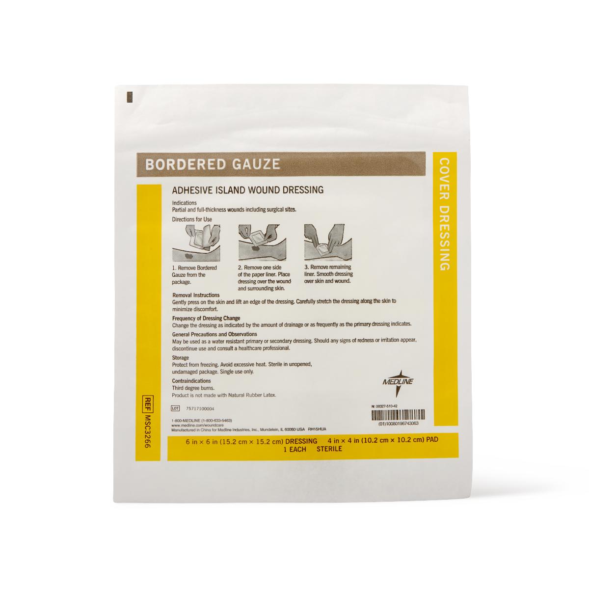 Medline Bordered Gauze Adhesive Island Wound Dressings