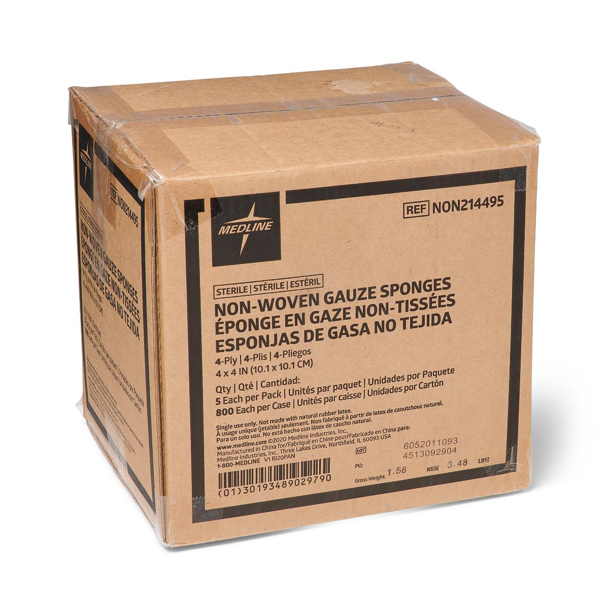 Medline Standard Sterile Nonwoven Gauze Sponges