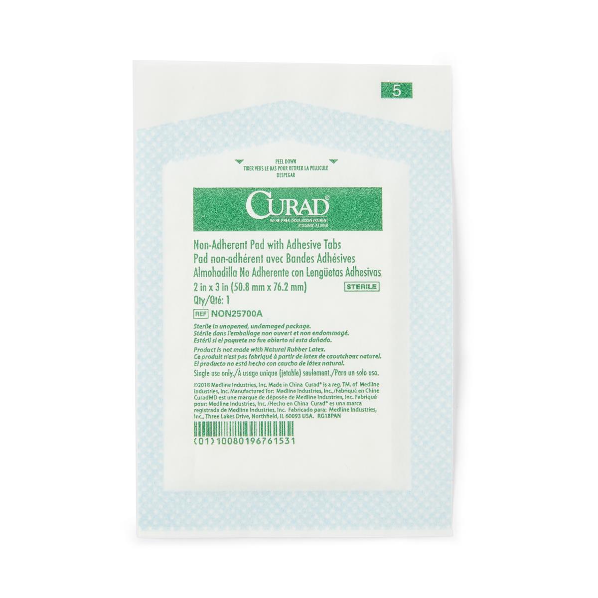 CURAD Sterile Nonadherent Pads with Adhesive Tabs
