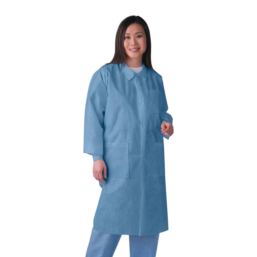 Knit-Cuff Multilayer SMS Lab Coats with Traditional Collar
