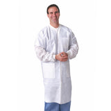 Medline Disposable Knit Cuff / Knit Collar Multilayer Lab Coats