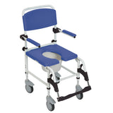 Aluminum Rehab Shower Commode Chair with Four Rear-locking Casters -BeHope