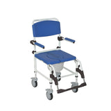 Aluminum Rehab Shower Commode Chair with Four Rear-locking Casters -BeHope