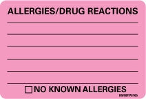 Pre-Printed Label Barkley® Allergy Alert Pink Allergies/Drug Reactions Black Alert Label 2 X 2-15/16 Inch - BeHope