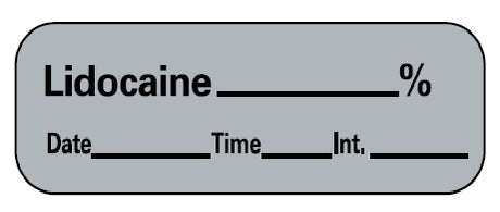 Drug Label Barkley® Anesthesia Label Lidocaine_% Date_Time_Int- Gray 1/2 X 1-1/2 Inch - BeHope