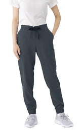 First Ave Women's 7-pocket jogger scrub pant in charcoal, front view.