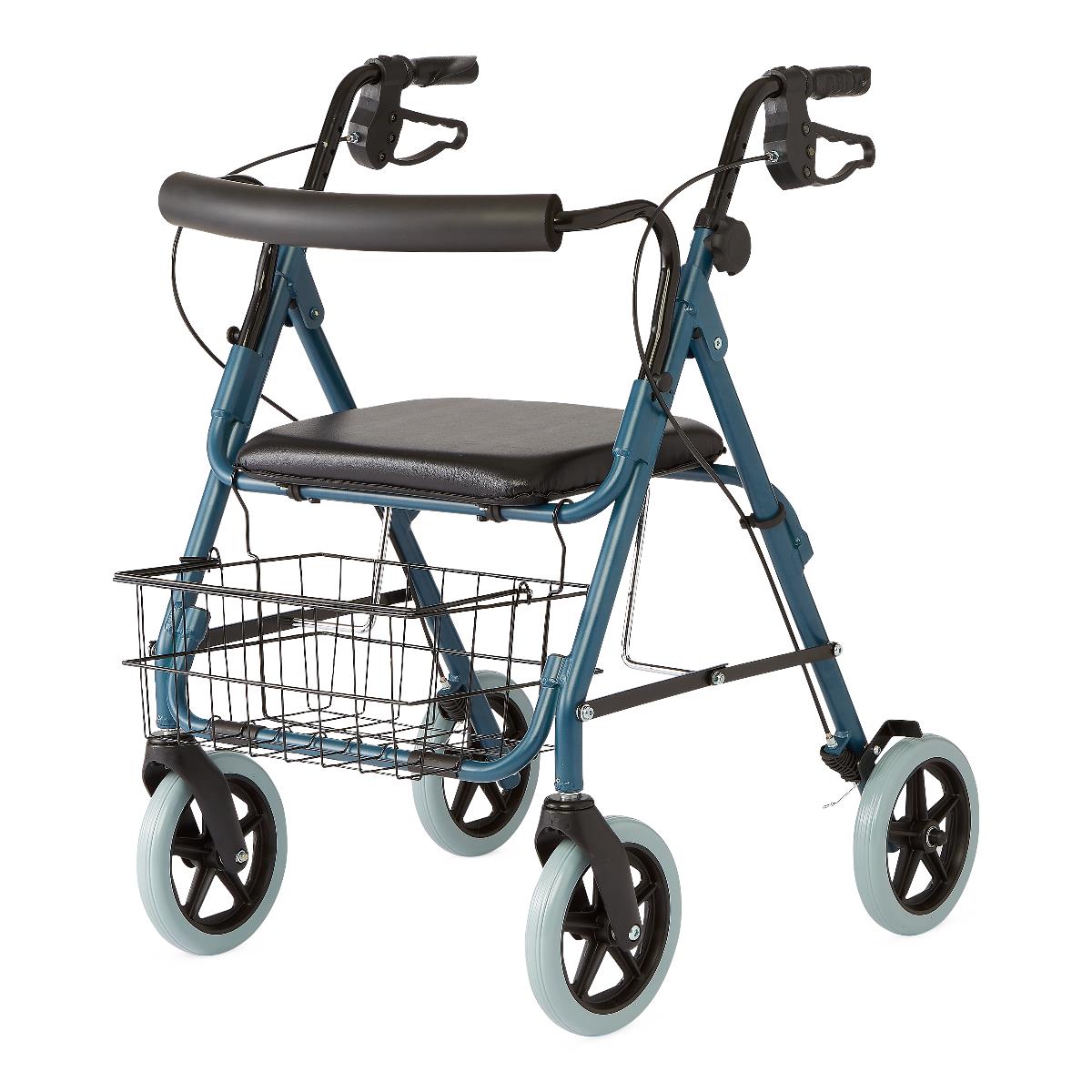 Guardian blue rollator walker with 8-inch wheels, front view.