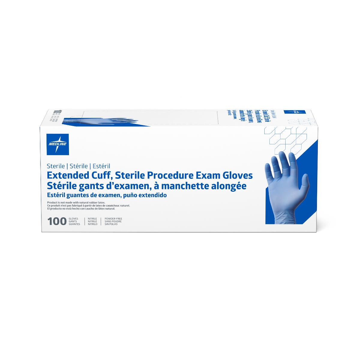 Medline Sterile Extended Cuff Nitrile Exam Glove Singles - BeHope