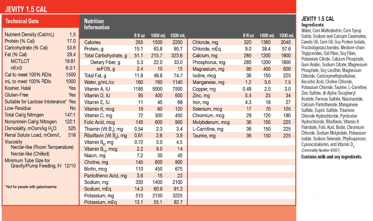 Jevity 1.5 Cal Nutrition Ready-to-Hang Unflavored Supplements