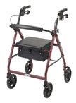 Rollator Aluminum W/fold-up & Remov Back Padded Seat Red - BeHope