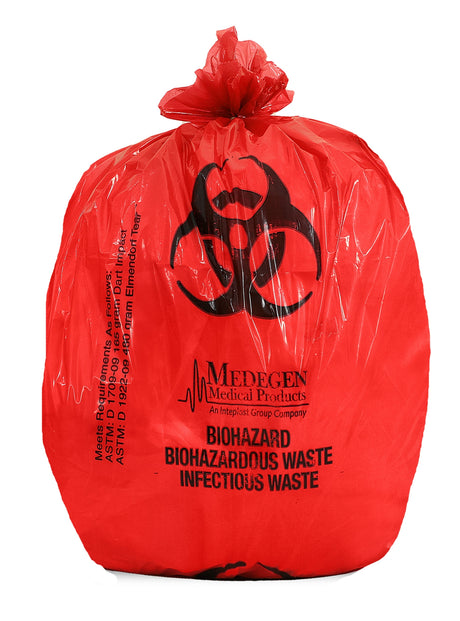 Biohazard Waste Bag Biohazard Symbol / Biohazardous Waste / Infectious Waste 2 To 3 Gal. Red 14-1/2 X 19 Inch - Behope