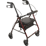 Deluxe Aluminum Rollator Burgundy Flame 8 Wheels - BeHope