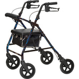 Deluxe Aluminum Rollator Blue Flame 8 Wheels - BeHope