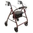 Rollator Steel 6 Wheels Burgundy 300 Lb. Weight Cap - BeHope
