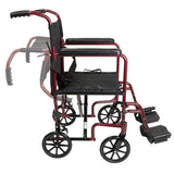 ProBasics Burgundy Aluminum Transport Chair with Footrests