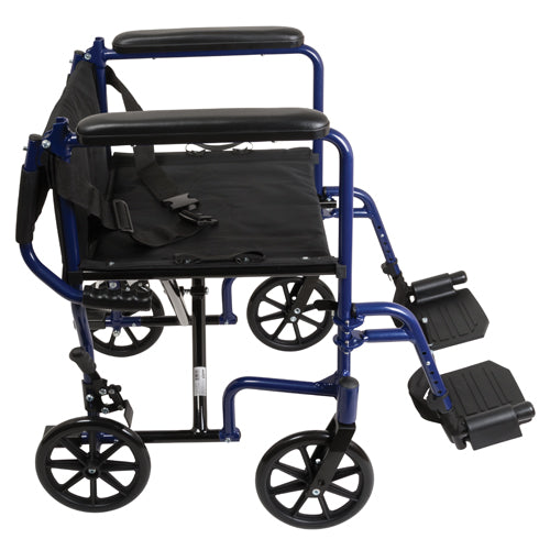 Aluminum Transport Chair w/ Footrests  Blue