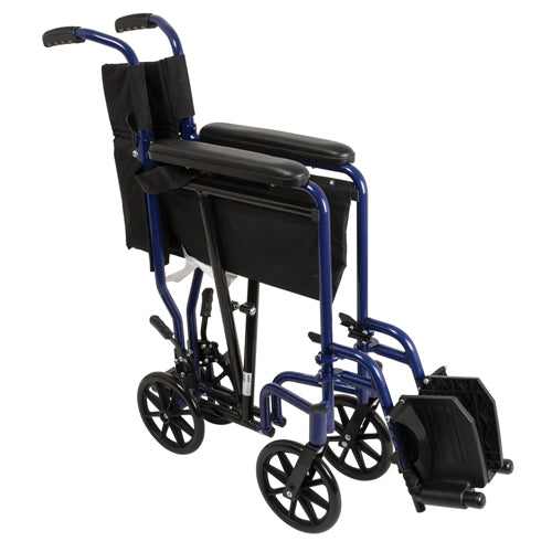 Aluminum Transport Chair w/ Footrests  Blue