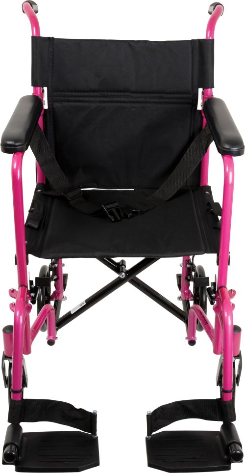 Chaise de transport Alum 19 avec repose-pieds rose ProBasics