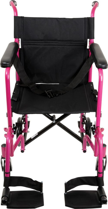 Chaise de transport Alum 19 avec repose-pieds rose ProBasics