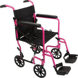 Chaise de transport Alum 19 avec repose-pieds rose ProBasics