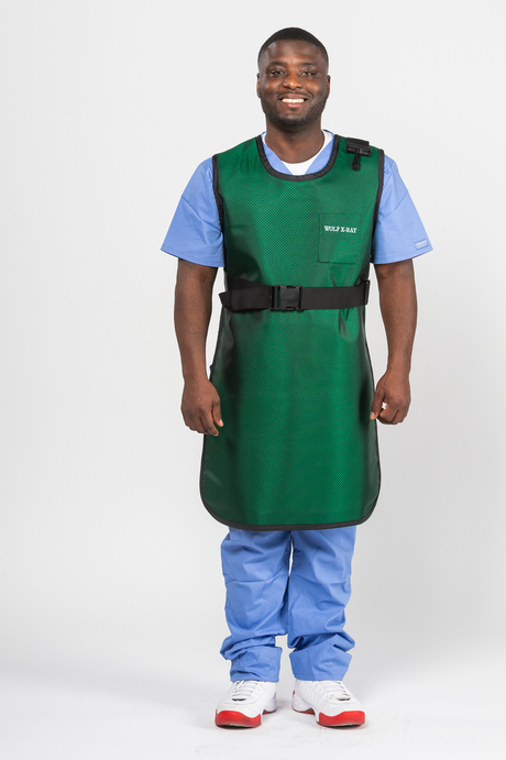 X-ray Apron With Thyroid Collar Green Coat Style Large - Behope